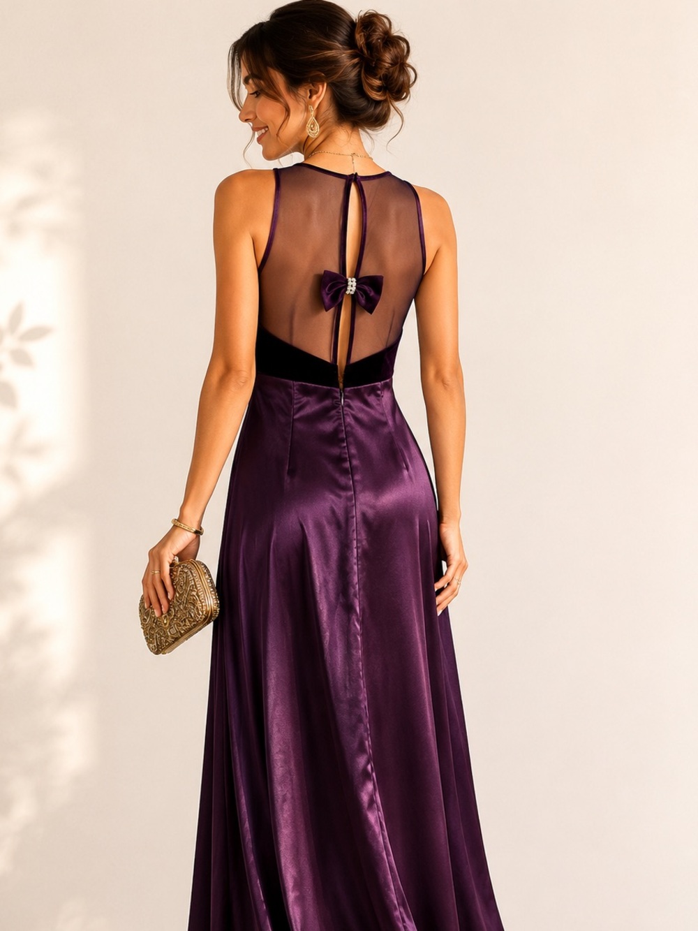 1990s VTG Late Edition Maroon Velvet Satin Sleeveless Empire Waist maxi Dress 10